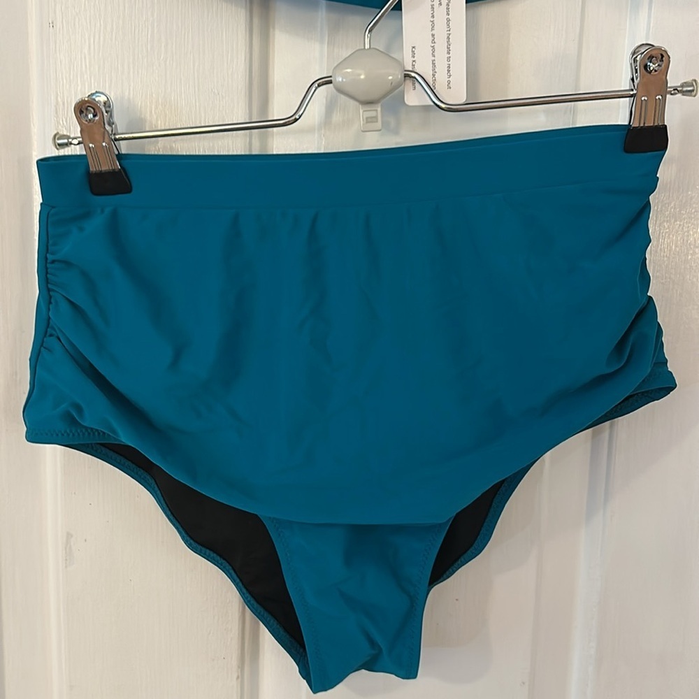 NWT Women’s Teal Kate Kasin High Waisted Tummy Control Full Coverage Bikini - Picture 4 of 8